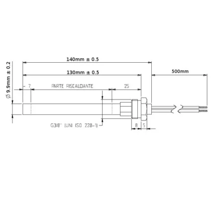 Bougie d’allumage poêle à pellets 140 mm – Raccord 3/8" GAZ – 270 W – Image 3