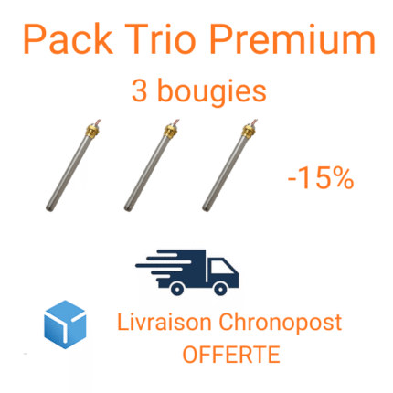 Pack premium trio-bougie avec filetage 3/8 gaz