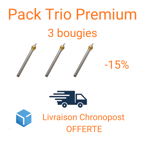 Pack premium trio-bougie avec filetage 3/8 gaz
